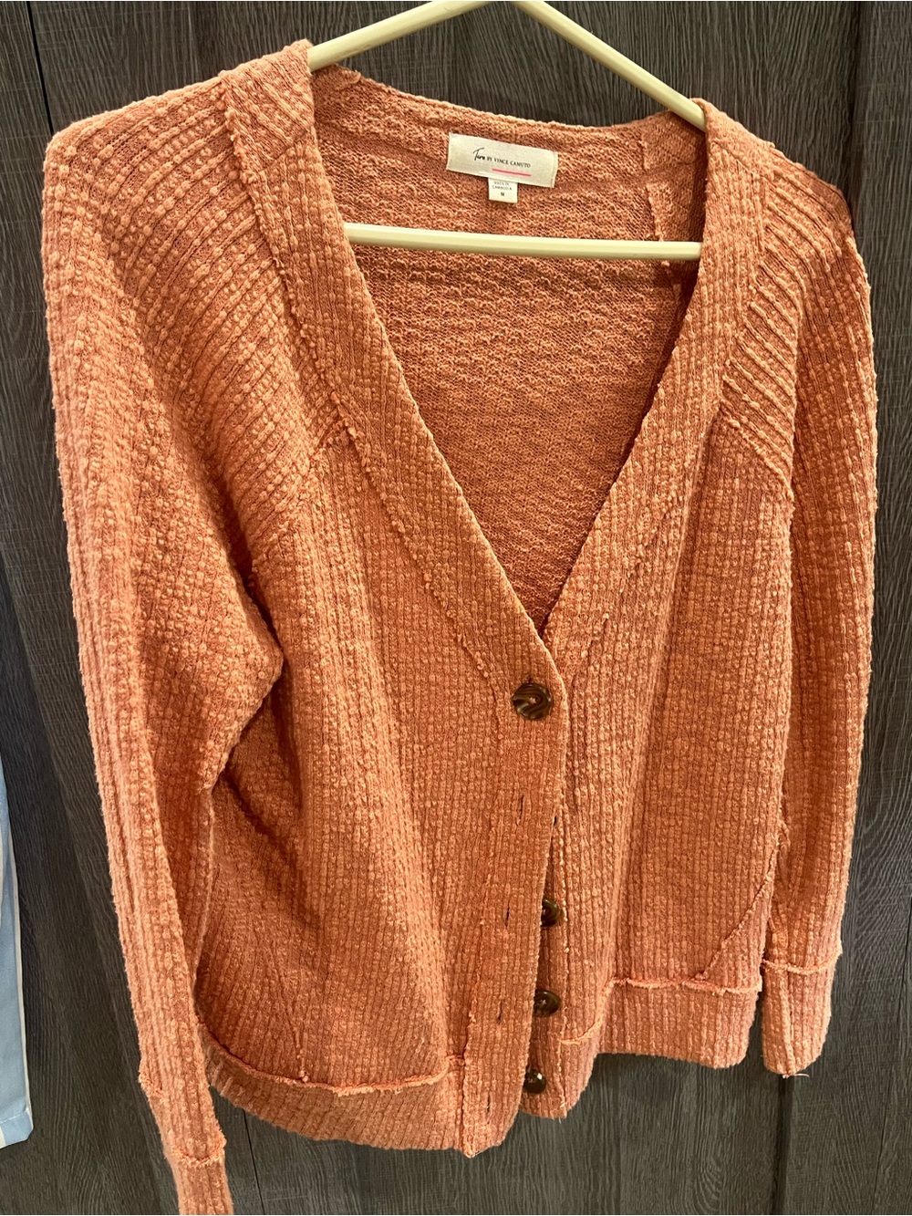 Vince Camuto Coral Textured Button-Front Cardigan
